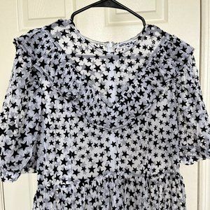 Batsheva - May Dress in Mesh Flocked Star